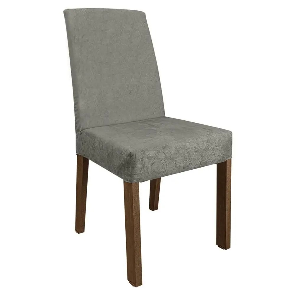 Conjunto Sala de Jantar Mesa Tampo de Vidro 4 Cadeiras Rustic/Cinza/Silver Anne Madesa - Imagem 8