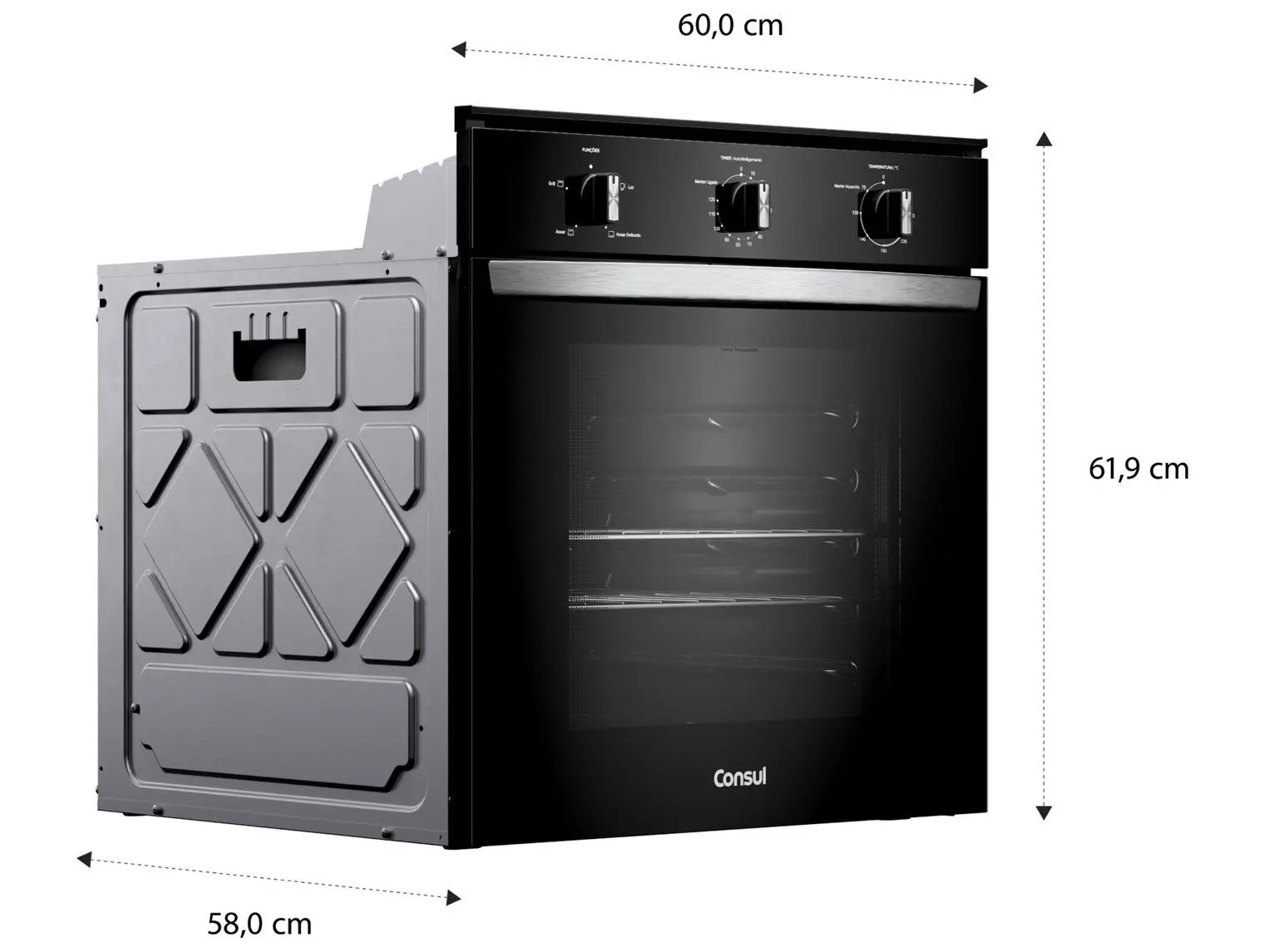 Forno de Embutir Elétrico Consul 84 Litros Preto com Timer Autodesligamento e Grill - COB84BE - Imagem 3