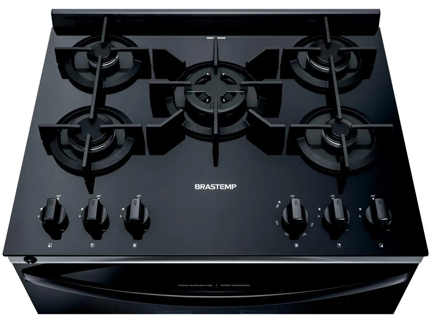 Fogão Brastemp 5 Bocas Preto Com Mesa de Vidro e Turbo Chama - BFS5VCE - Imagem 4