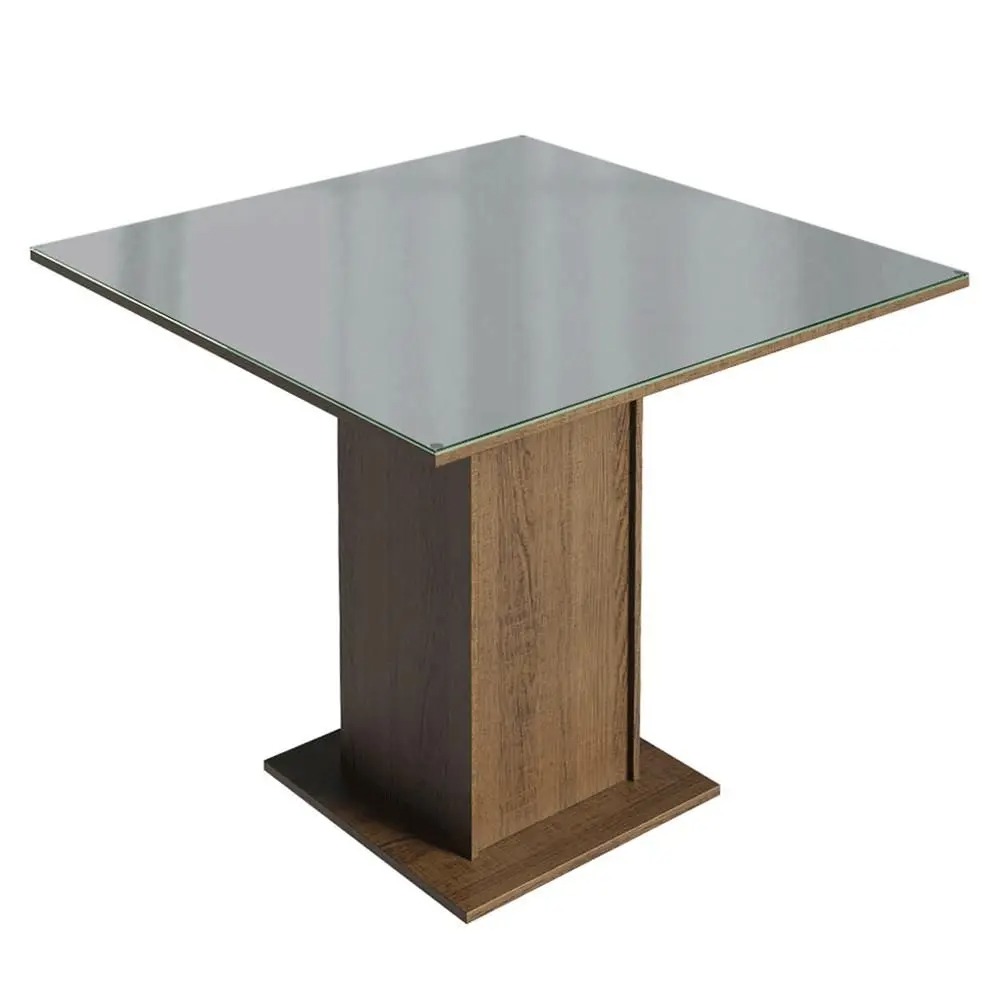 Conjunto Sala de Jantar Mesa Tampo de Vidro 4 Cadeiras Rustic/Cinza/Silver Anne Madesa - Imagem 9