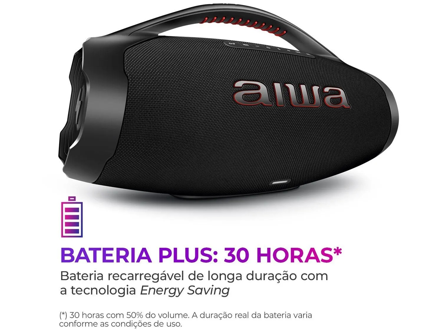 Caixa de Som Aiwa Boombox Plus AWS-BBS-01-B Bluetooth Amplificada 200W USB - Imagem 9
