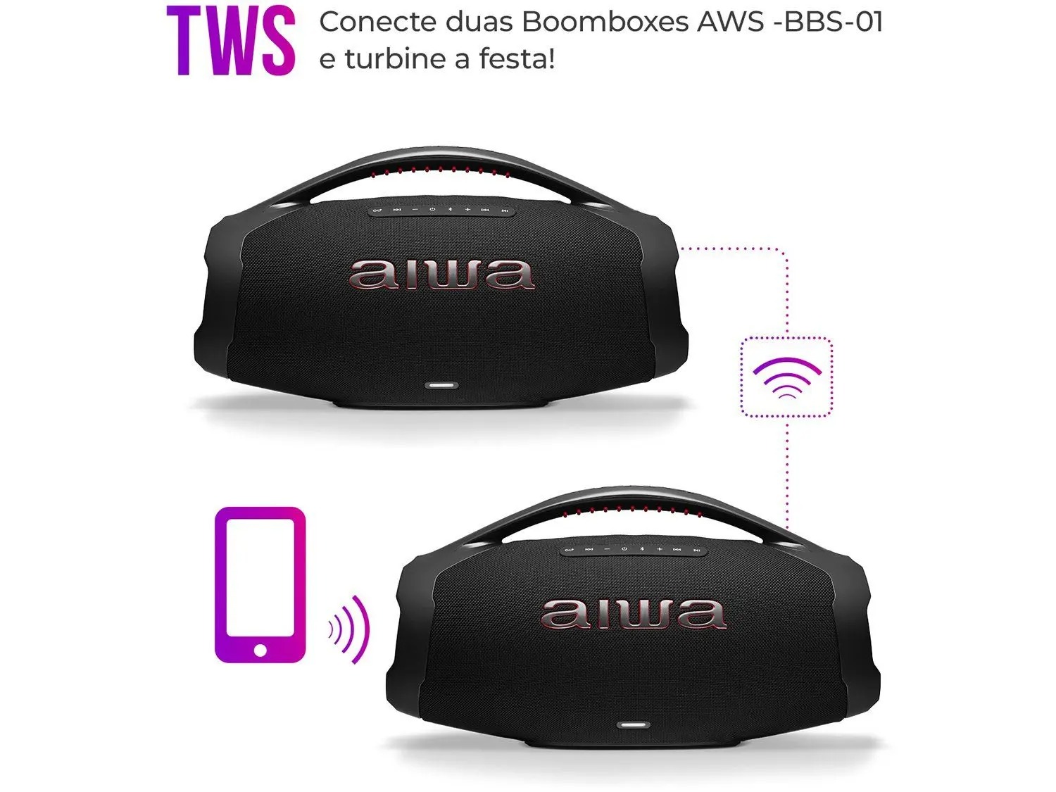 Caixa de Som Aiwa Boombox Plus AWS-BBS-01-B Bluetooth Amplificada 200W USB - Imagem 10