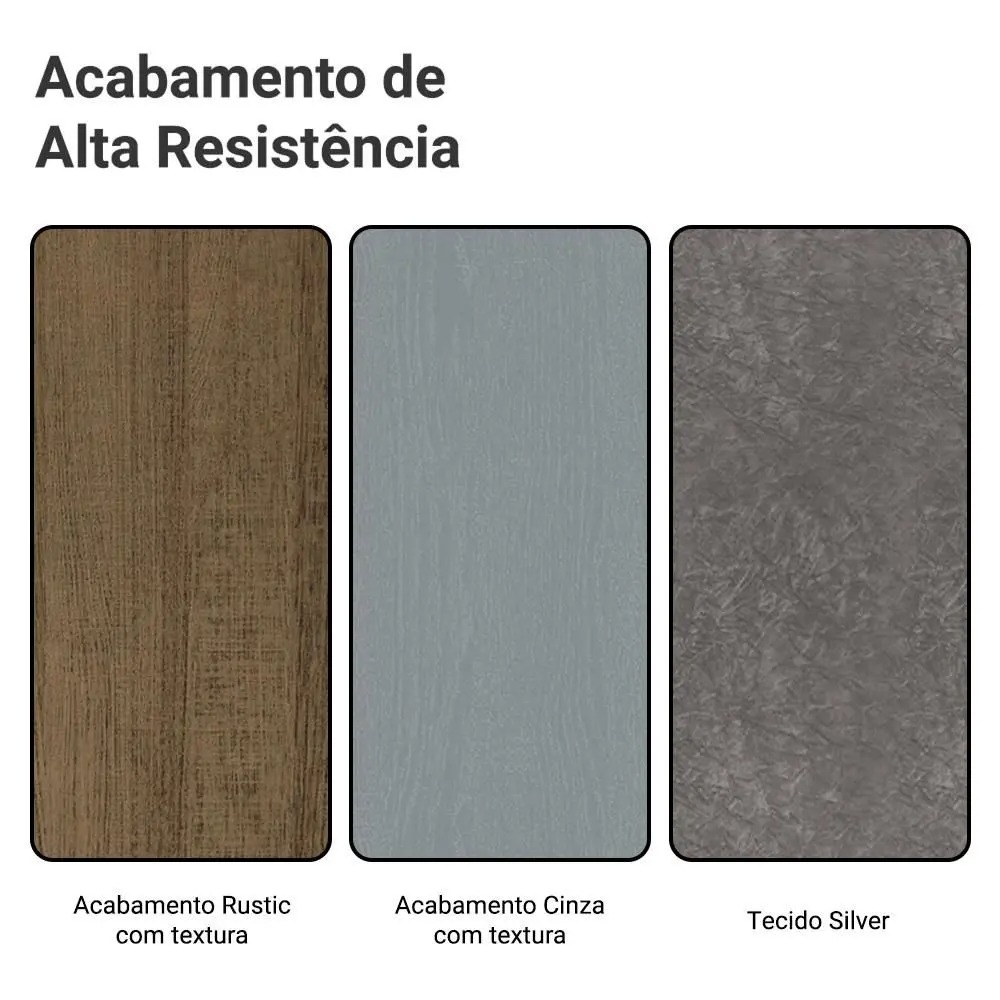 Conjunto Sala de Jantar Mesa Tampo de Vidro 4 Cadeiras Rustic/Cinza/Silver Anne Madesa - Imagem 10