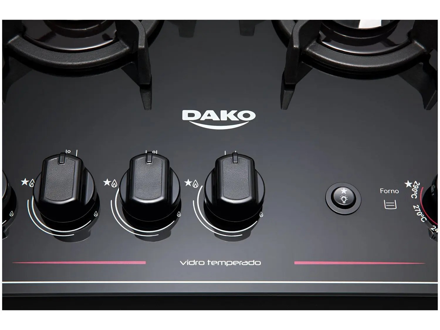 Fogão 4 Bocas Preto Mesa de Vidro Dako Magister - Imagem 7
