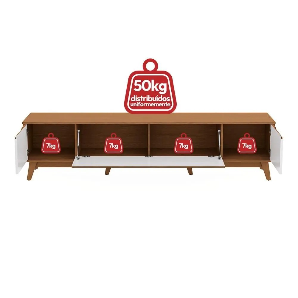 Rack Kappesberg 3 Portas Canela/Branco 218cm - Imagem 8