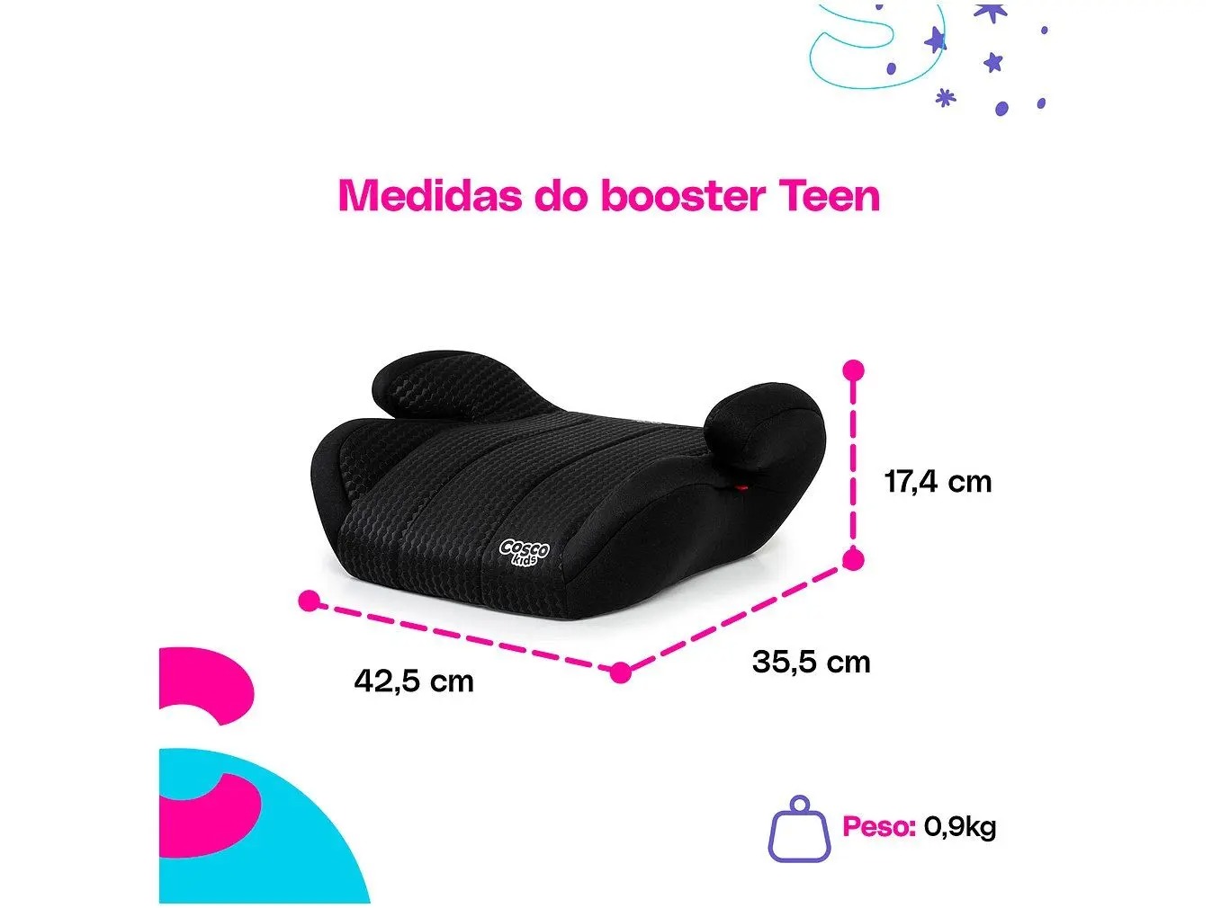 Assento de Elevação Cosco Teen - 15kg a 36kg Preto - Imagem 2