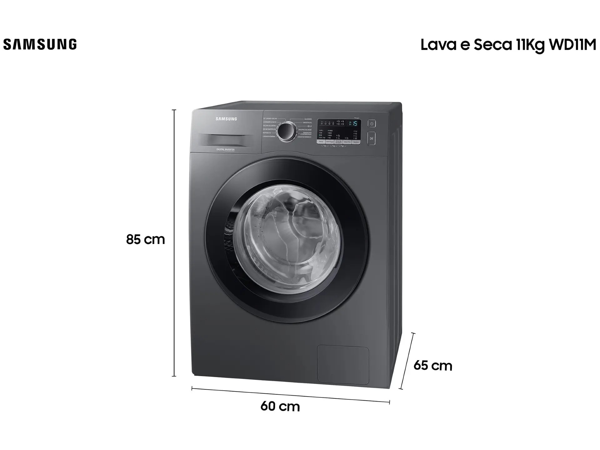 Lava e Seca Samsung WD11M com Digital Inverter WD11M4473PX Inox Look 11/7kg - Imagem 9