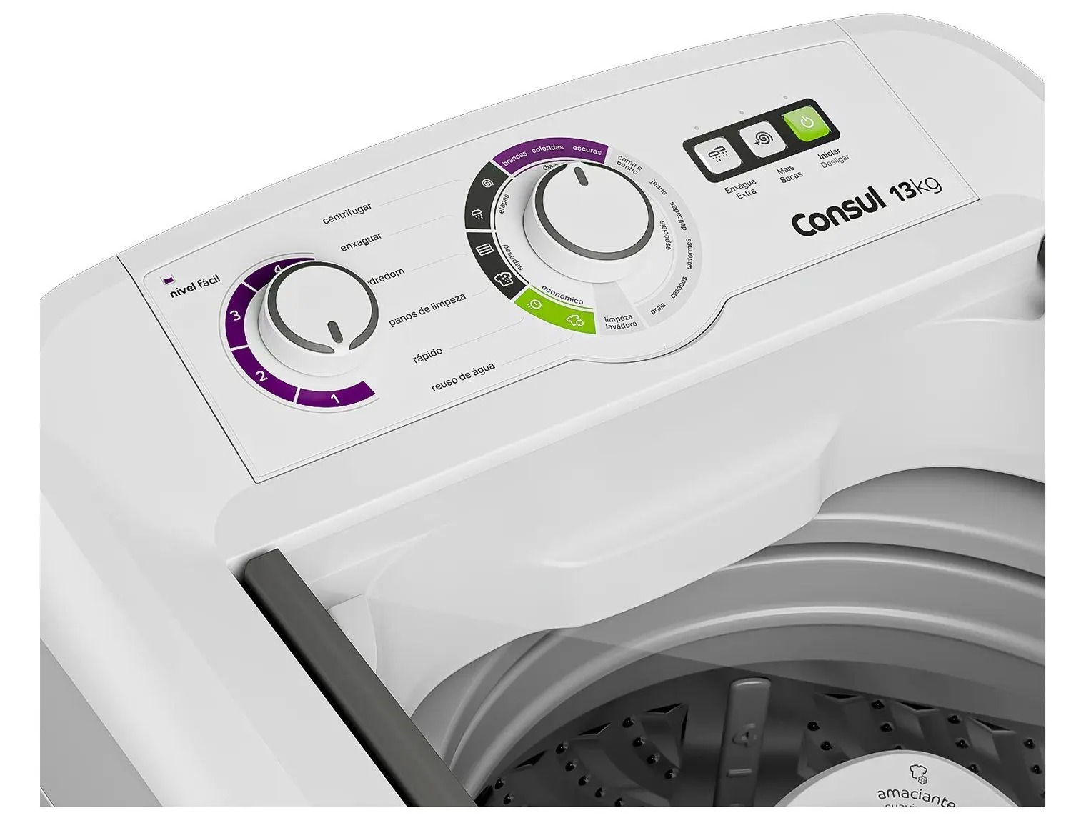 Lavadora de Roupas Consul 13kg Cesto Inox 16 Programas de Lavagem Branca CWH13AB - Imagem 7