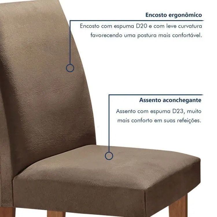 Conjunto Sala de Jantar Mesa Tampo de Vidro 6 Cadeiras Espanha Yescasa - Imagem 6