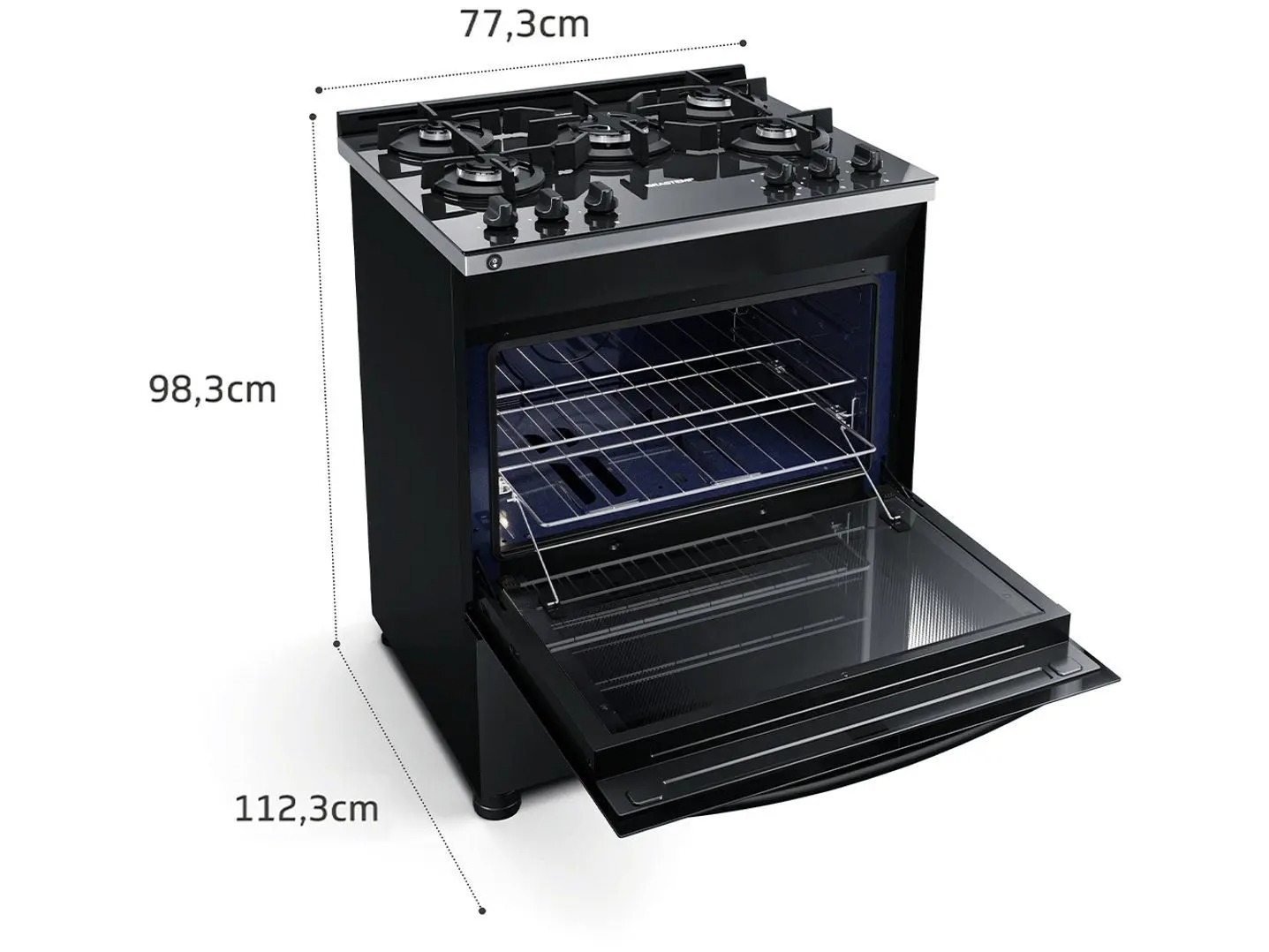 Fogão Brastemp 5 Bocas Preto Com Mesa de Vidro e Turbo Chama - BFS5VCE - Imagem 7