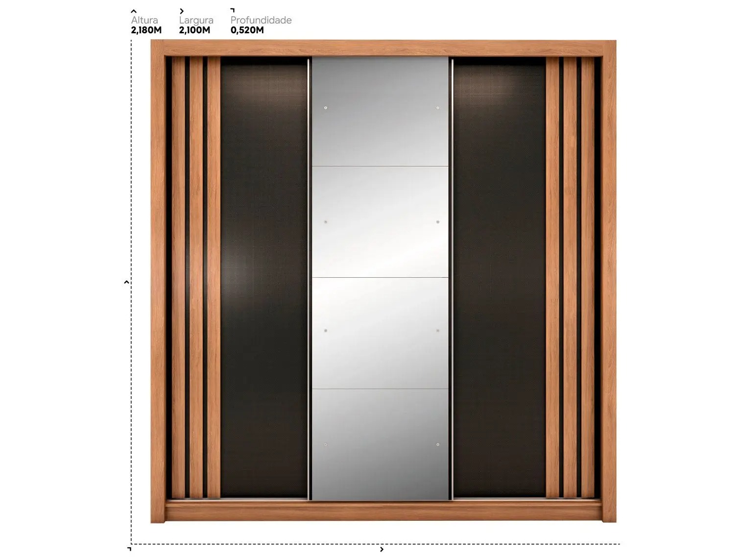 Guarda-roupa Casal com Espelho 3 Portas de Correr 2 Gavetas Demóbile Cannes - Imagem 2