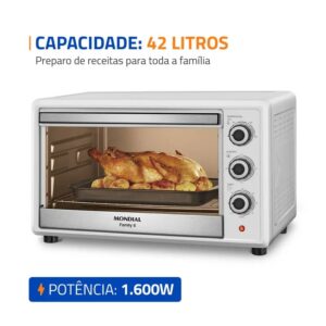 Forno Elétrico 42L Family II Mondial Branco Inox 1600W FRN42W