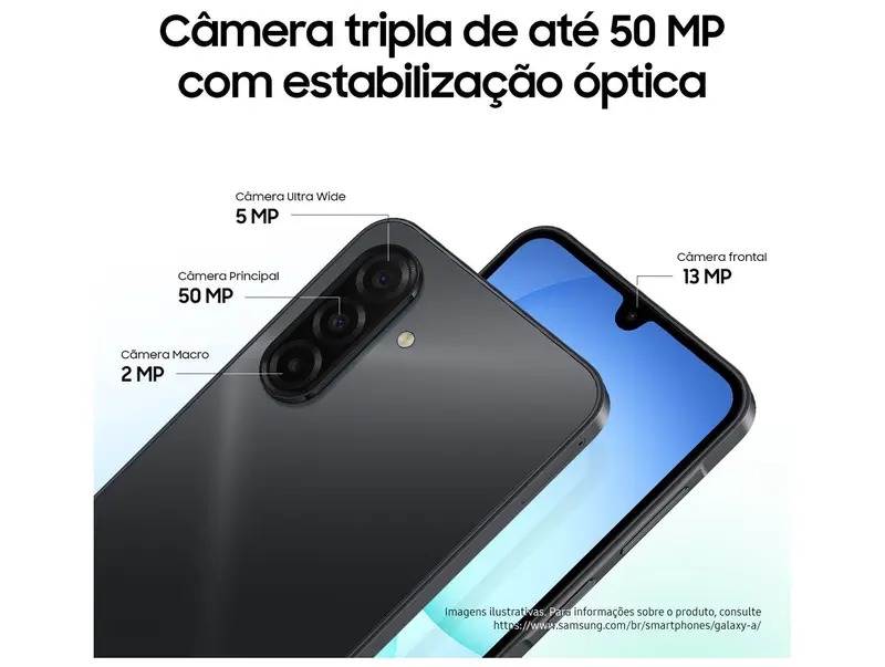 Smartphone Samsung Galaxy A17 com IA 256GB 8GB RAM Câmera de 50MP Tela de 6.7 NFC IP54 - Cinza - Imagem 2