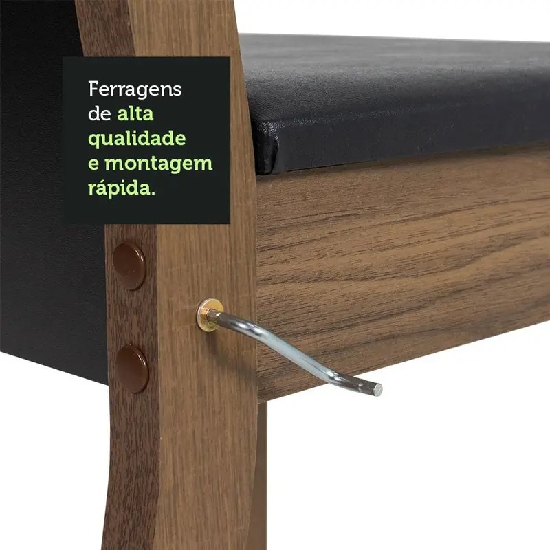 Conjunto Sala de Jantar Mesa Tampo de Madeira 6 Cadeiras Beverly Madesa - Imagem 2