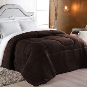 Coberdrom king Size Dupla Face - Sherpa com Manta Coral Fleece Tabaco - MAVILLE