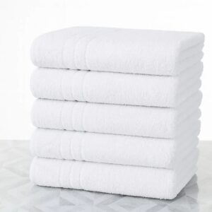 Kit 5 Toalhas de Banho Brancas Hotel 100 Algodão 400g Felpuda Macia - Toalhas Groh