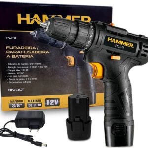 Furadeira Parafusadeira A Bateria 12v Bivolt 3/8 10mm - Hammer