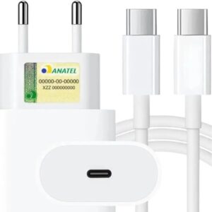 Carregador Turbo 30w Compatível com iPhone 15 15Pro 15ProMax 16 16Pro 16ProMax 17 17Pro 17ProMax USBC Bivolt Completo Cabo Fonte 30W Bivolt - AGold