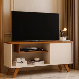 Rack Bancada 1 porta e nicho Pés palito P/ Tvs Até 43 Eitor - Cores - Comprar Moveis em casa - Comprar Móveis em Casa