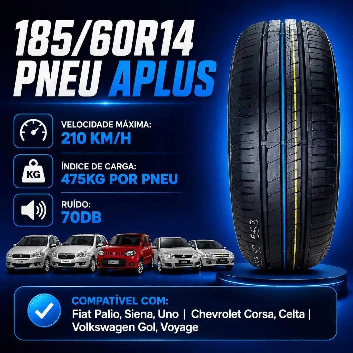 Pneu 185/60R14 TL Aplus A609-6 Aro 14 - Imagem 5