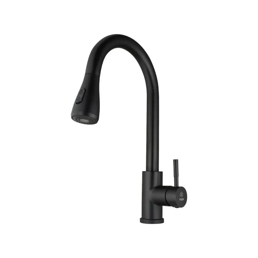 Torneira gourmet 194018 monocomanda extensível preta escovada domum