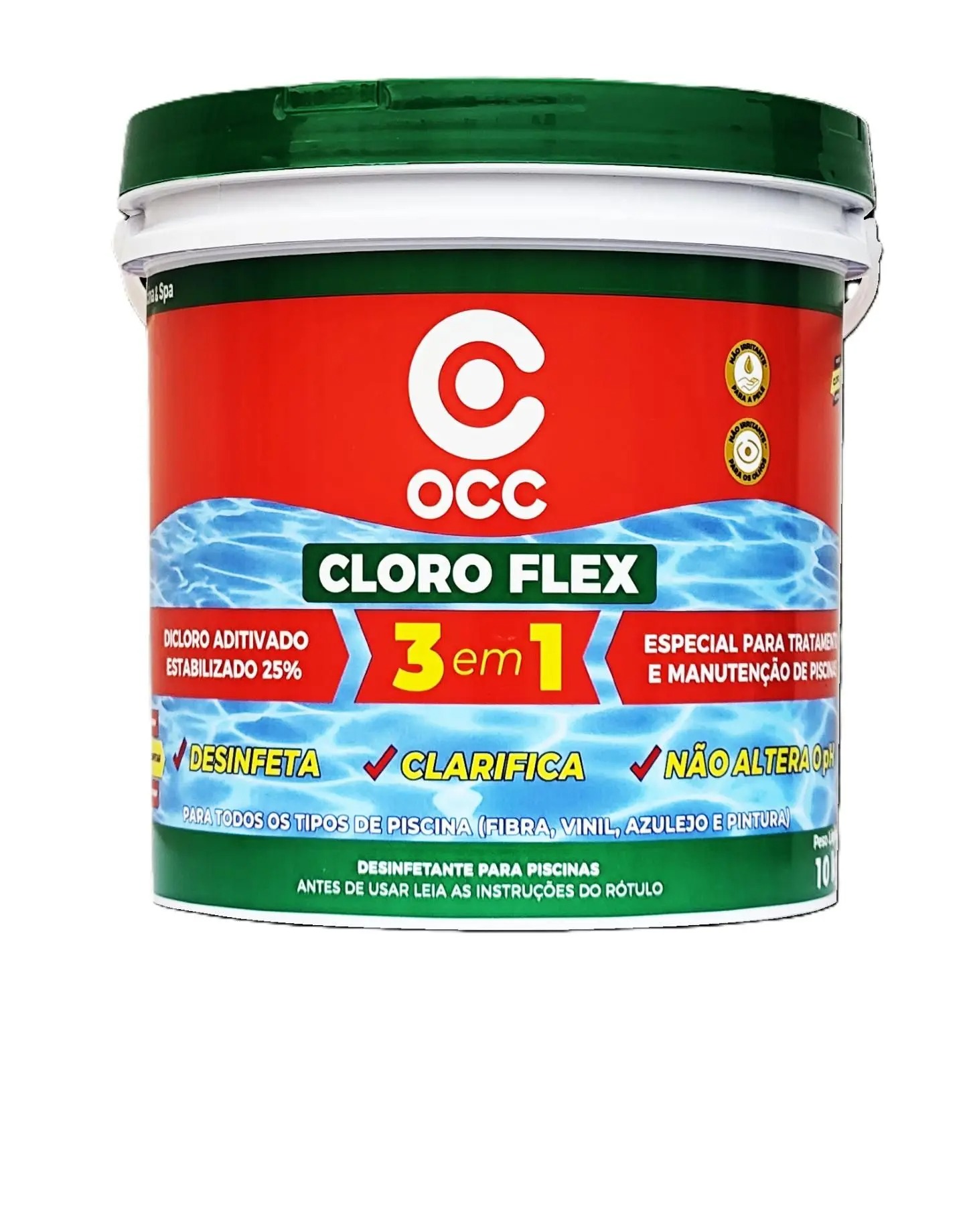 Balde De Cloro Flex OCC 10 Kg Para Limpeza E Manutenção Para Piscina