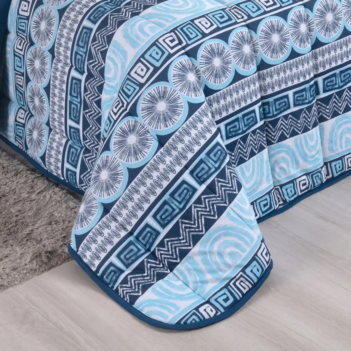 Edredom Solteiro Malha 100% Algodão Fio Penteado Dupla Face Estampado Marinho - Camaria - Imagem 4