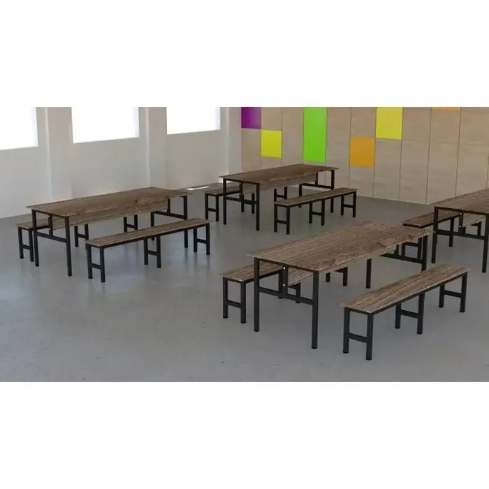 Conjunto Mesa para Refeitório 8 Lugares com Bancos Separado - DEASTRO - Imagem 5