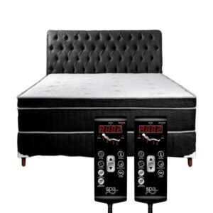 Cama Box King Size 1,93x2,03 D45 com 2 Controles Massagem Cabeceira ALLMAG