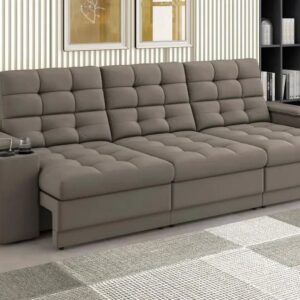 Sofá Confort Premium 2,30m Assento Retrátil/Reclinável porta copos e USB Suede Capuccino - XFlex Sofas - XFlex Sofás