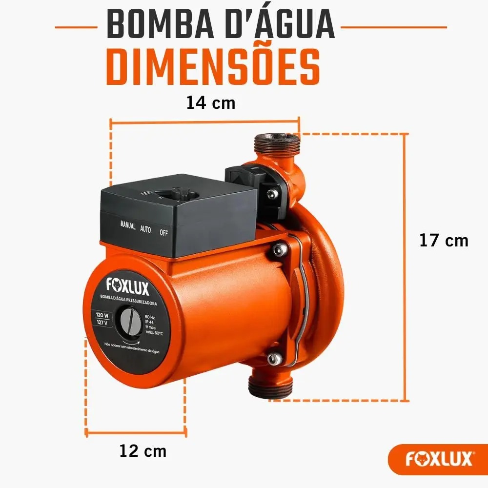 Bomba Pressurizadora Foxlux 220V 120W Fluxostato Automático - Imagem 2