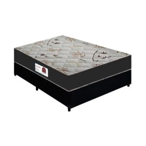 Cama Box Casal Colchão Top Line Mola Bonnel + Box Sintético Preto Serra Negra 60x138x188