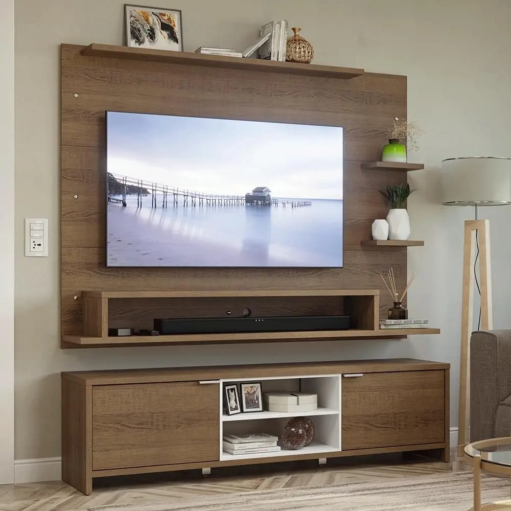 Rack com Painel para TV até 60 Polegadas 180 cm Rustic/Branco Metz Madesa - Imagem 3