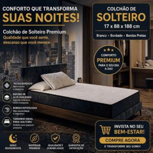 Colchão Solteiro Espuma D33 88x188x17cm Tecido Respirável Para Coluna Melhor Custo - Fenix