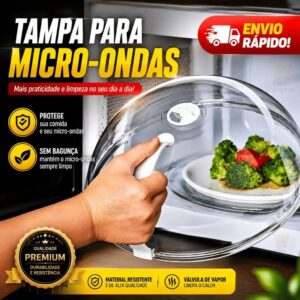 Tampa para Microondas Com Alça Protetor Capa Pratos Tudo Limpinho - NoBrand