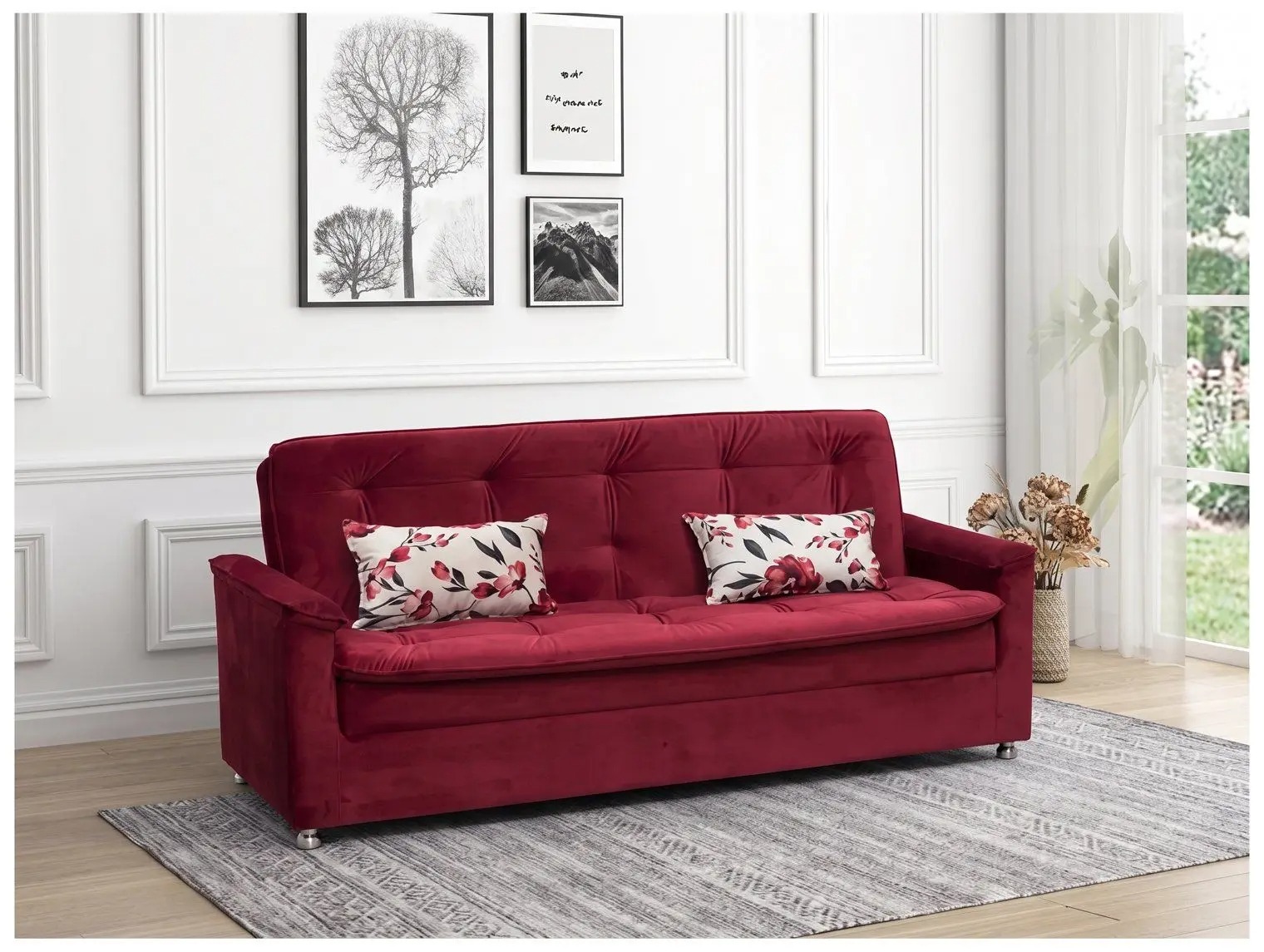 Sofá-cama Casal 3 Lugares Reclinável Veludo - Matrix Nanda