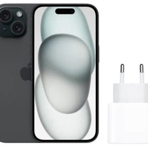 Smartphone Apple iPhone 15 128GB Preto - 5G + Carregador Apple USB-C 20W Original
