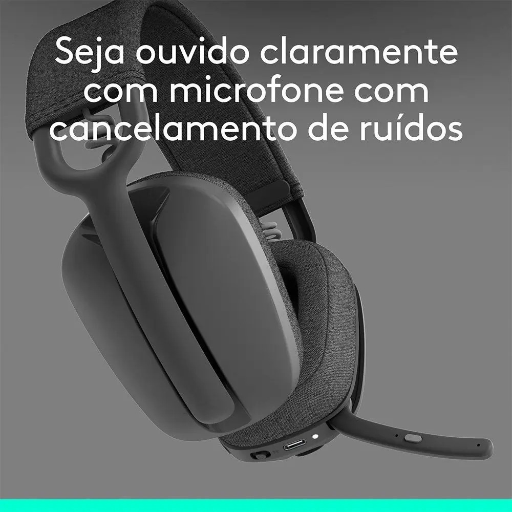 Headset Sem Fio Logitech Zone Vibe 100, Drivers 40 mm, USB, Bluetooth, PC, Mobile, Grafite - 981-001214 - Imagem 5
