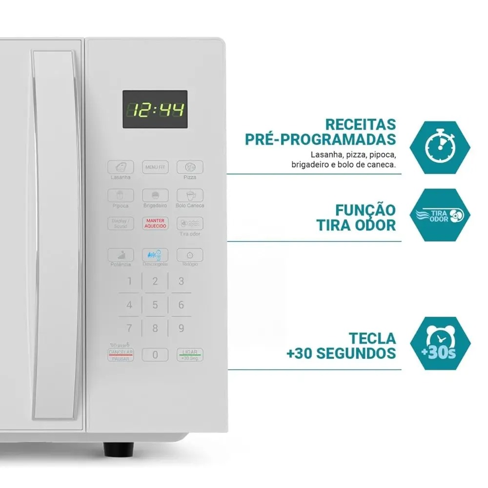 Microondas Philco PMO30B 28L 1100W Com Função Descongelar Rápido, Trava de Segurança e Display Digital - Imagem 6