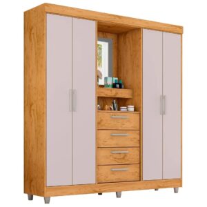 Guarda-roupa com Espelho 4 Portas 4 Gavetas Araplac Pequim