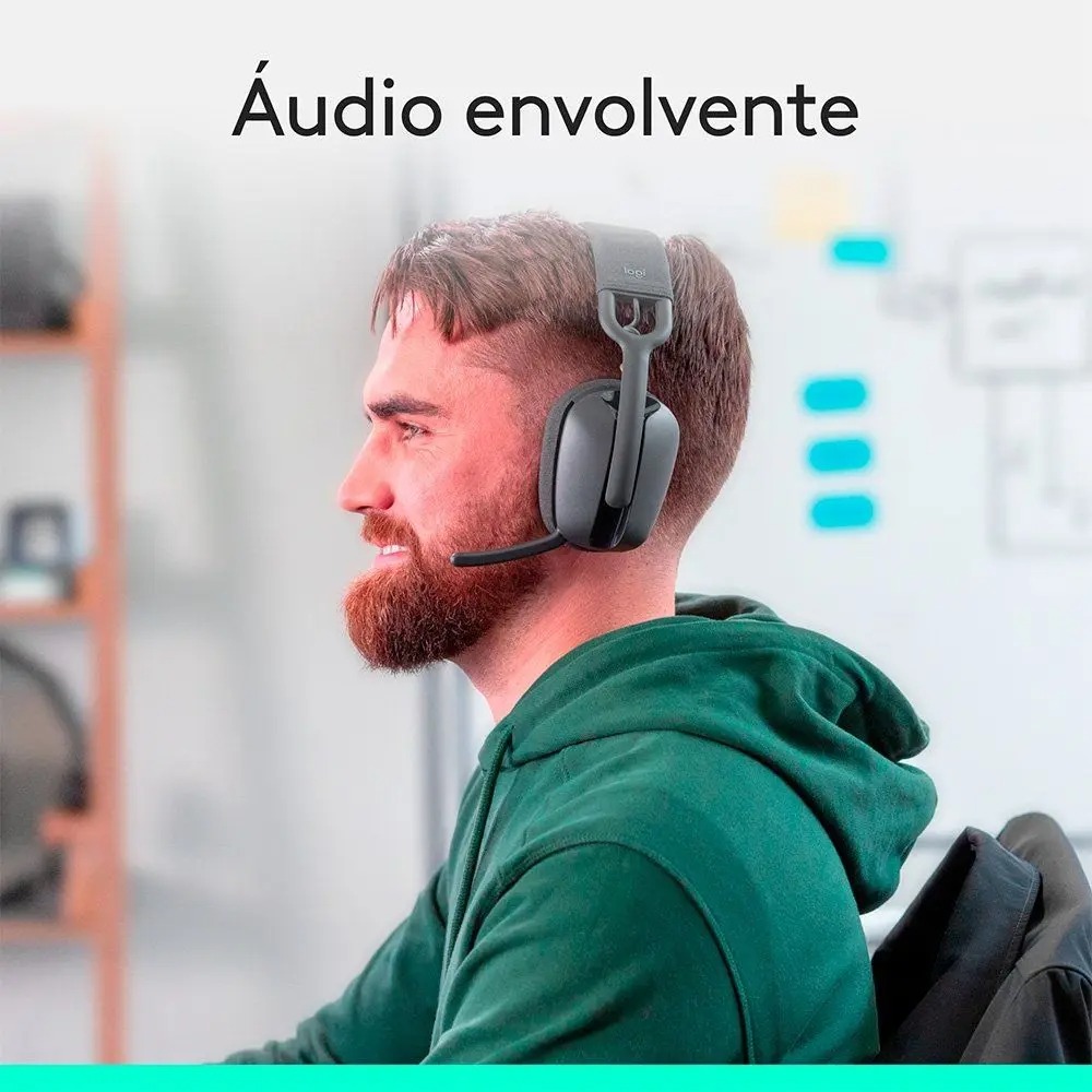 Headset Sem Fio Logitech Zone Vibe 100, Drivers 40 mm, USB, Bluetooth, PC, Mobile, Grafite - 981-001214 - Imagem 6