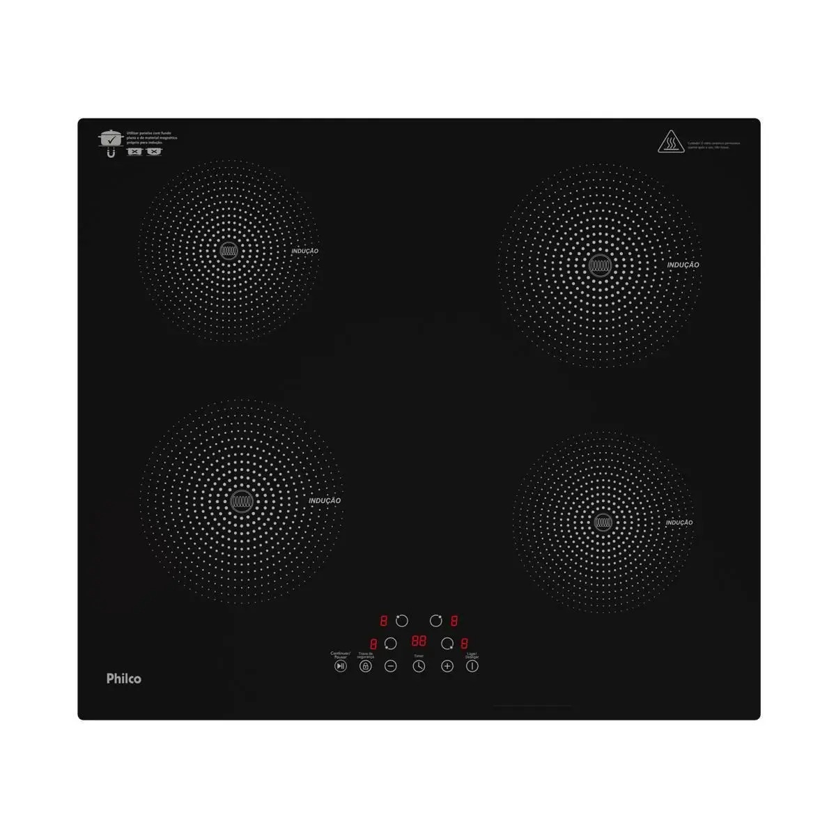 Fogão Cooktop Indução Philco PCT40A Preto 4 Bocas 220V Vidro Cerâmico Touch 9 Níveis - Imagem 7