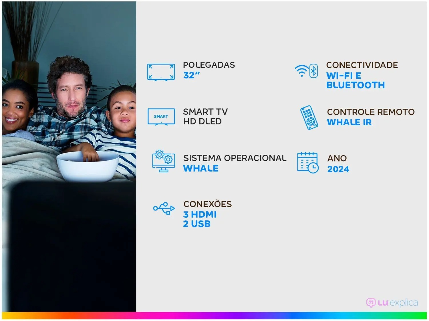 Smart TV 32" HD EFL DLED SX800 32SX800HD 3 HMDI 2 USB - Imagem 2