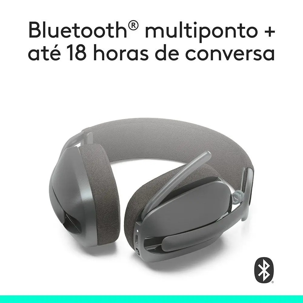 Headset Sem Fio Logitech Zone Vibe 100, Drivers 40 mm, USB, Bluetooth, PC, Mobile, Grafite - 981-001214 - Imagem 7