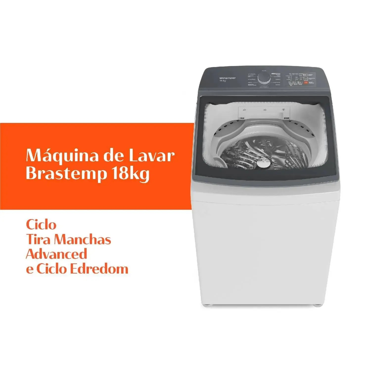 Máquina de Lavar Roupas Brastemp 18kg Branca Ciclo Tira Manchas e Edredom King BWF18AB - Imagem 5