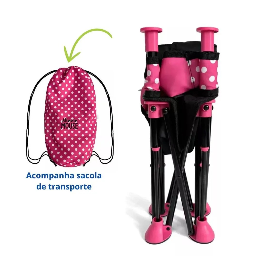 Cadeira Cadeirinha Alimentação Bebê Papinha Mesa Portátil Minnie Disney Menina Rosa - Multi - Imagem 4