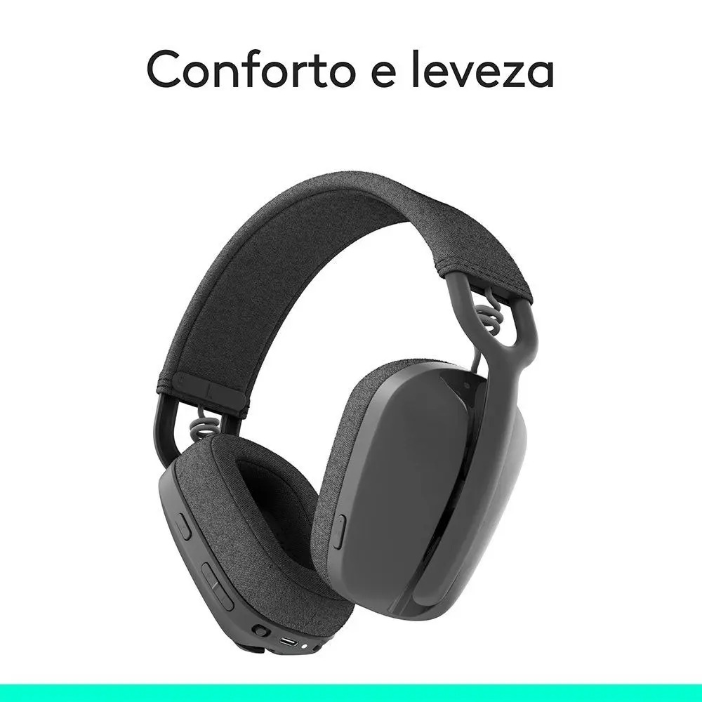 Headset Sem Fio Logitech Zone Vibe 100, Drivers 40 mm, USB, Bluetooth, PC, Mobile, Grafite - 981-001214 - Imagem 8