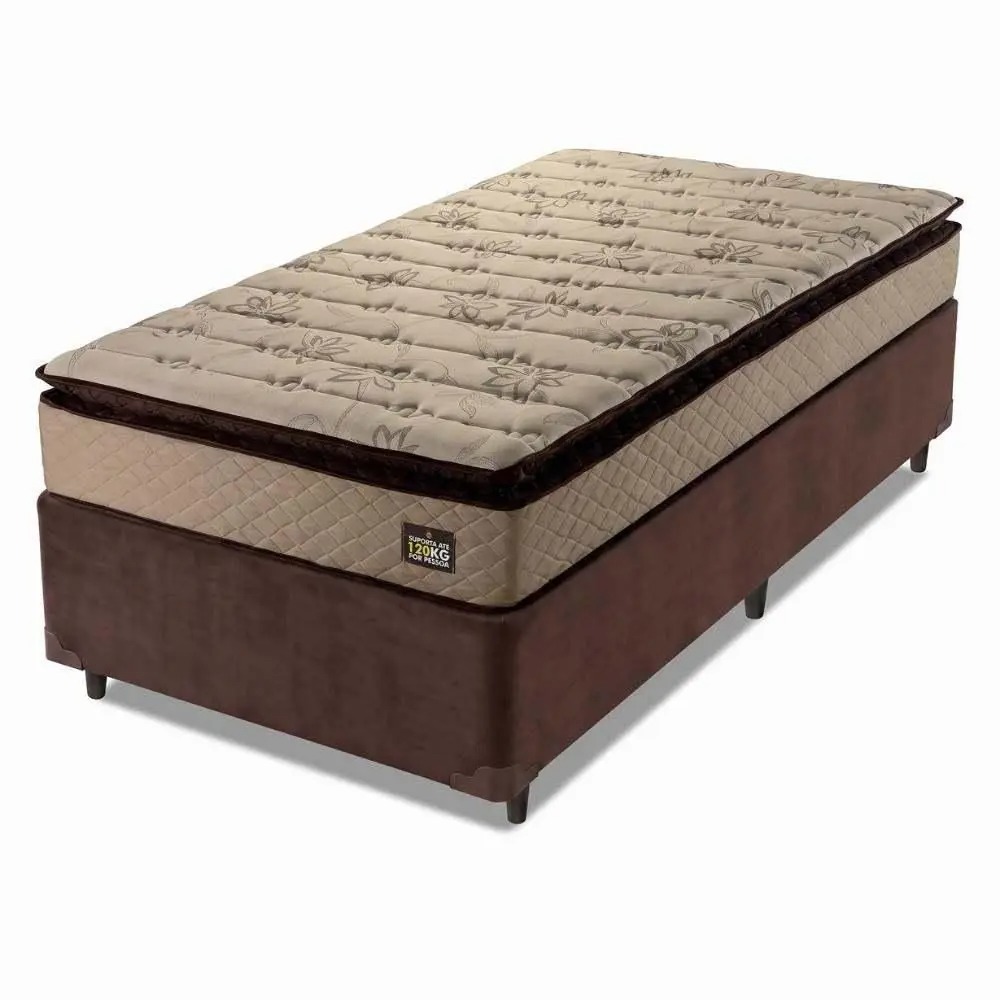 Cama Box Solteiro Colchão Espuma D33 Pillow Top Van Gogh 88x188x67cm Marrom Hellen - Imagem 2