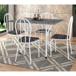 Mesa de Jantar 4 Cadeiras Retangular Branca - Artefamol America Bruna