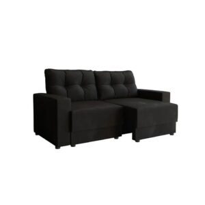 Sofá 2 Lugares Retrátil Lubeck Suede Preto 140 cm - Mobly